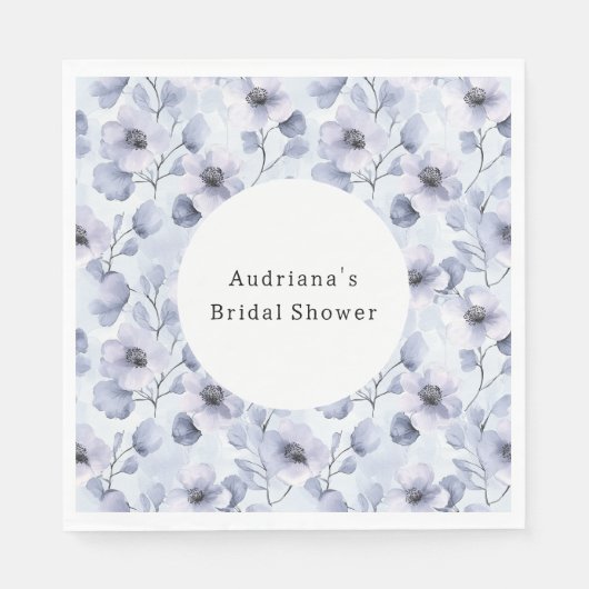 Serviette En Papier Jolie Fleurs violettes Anniversaire (Devant)