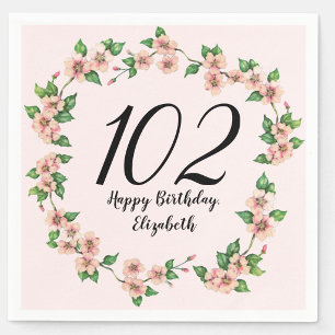 Serviette En Papier Jolie florale rose pastel pour 102ème anniversaire