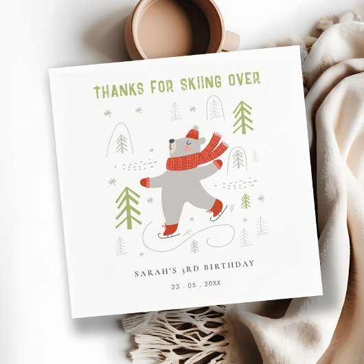 Serviette En Papier Jolie forêt d'hiver Ours Ski N'Importe Quel Âge En