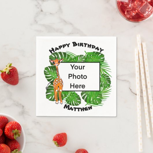 Serviette En Papier Jolie girafe Safari d'anniversaire | forêt tropica (En situation)