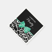 Serviette En Papier Jolie Giraffe Imprimé Monnaie Vert Bow avec nom (Coin)