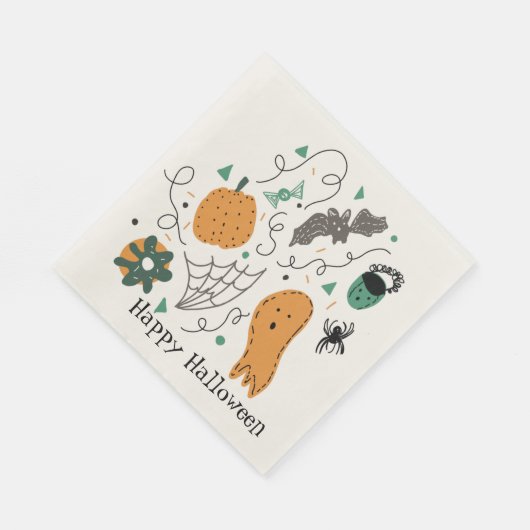 Serviette En Papier Jolie Halloween Motif Ghost Bat Citrouille (Coin)