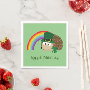 Serviette En Papier Jolie Hedgehog Leprechaun Saint Patrick's Day