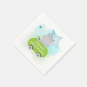 Serviette En Papier Jolie Hippo en voiture verte aujourd'hui fête d'an (Coin)