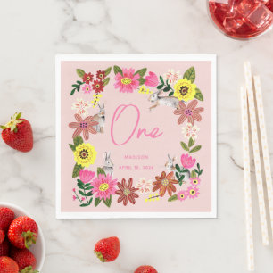 Serviette En Papier Jolie Lapin Rose Lapin Fille Anniversaire