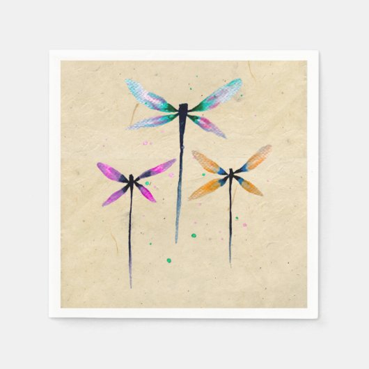 Serviette En Papier Jolie libellule aquarelle rustique (Devant)