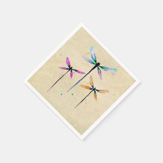 Serviette En Papier Jolie libellule aquarelle rustique (Coin)