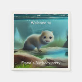 Serviette En Papier Jolie loutre bébé en étang - personnalisable (Devant)