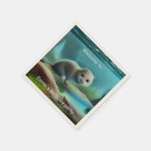 Serviette En Papier Jolie loutre bébé en étang - personnalisable (Coin)