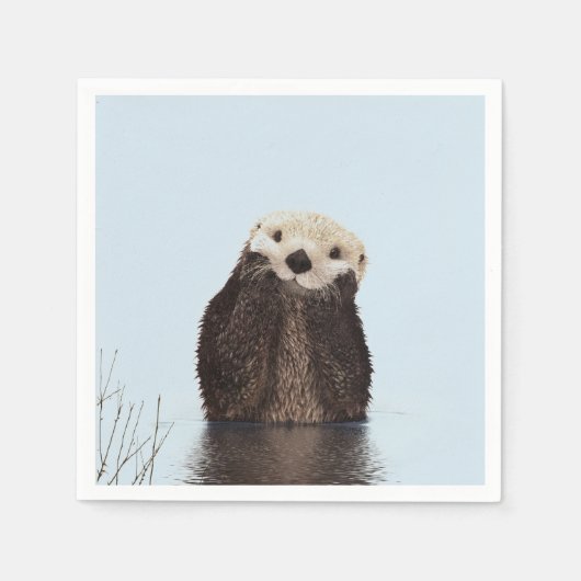 Serviette En Papier Jolie loutre Brown dans l'eau (Devant)