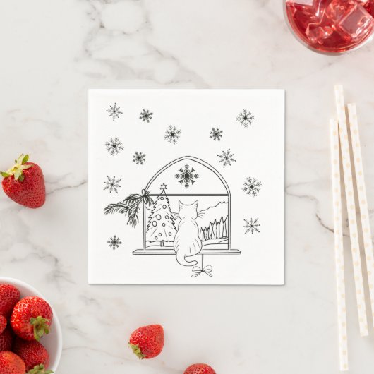 Serviette En Papier Jolie main dessinée fête de Noël (En situation)