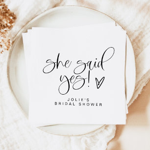 Serviette En Papier JOLIE Minimaliste Elle a dit oui Cœur Enterrement 