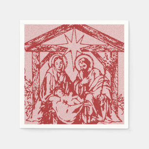Serviette En Papier jolie nativité rouge contour_edit-1