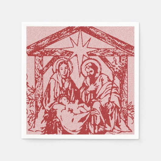 Serviette En Papier jolie nativité rouge contour_édité-1 (Devant)