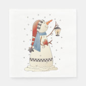 Serviette En Papier Jolie neigeuse d'hiver avec lanterne (Devant)