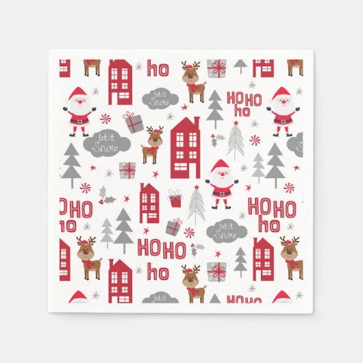 Serviette En Papier Jolie Noël Père Noël Reindeer Vacances d'hiver (Devant)
