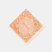Serviette En Papier Jolie Orange Giraffe Imprimer Monogramme et nom (Coin)