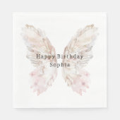 Serviette En Papier Jolie Papillon rose ailes Anniversaire (Devant)