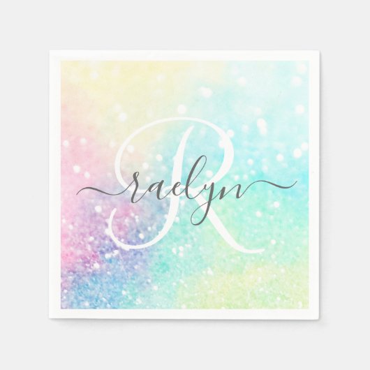 Serviette En Papier Jolie Parties scintillant Holographique Iridescent (Devant)