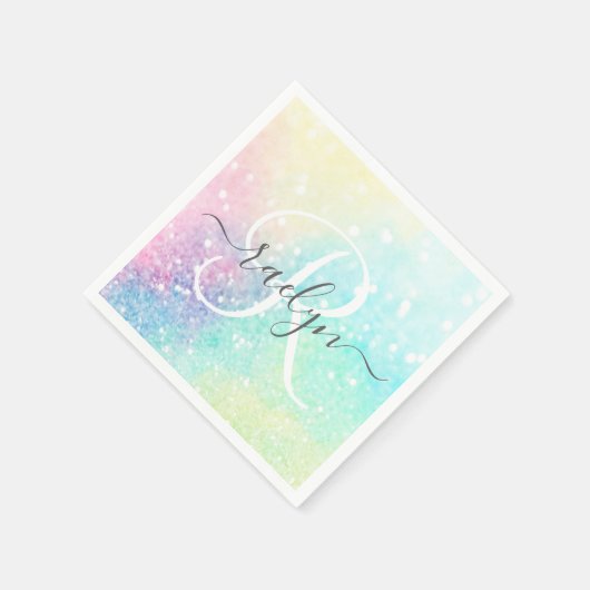 Serviette En Papier Jolie Parties scintillant Holographique Iridescent (Coin)