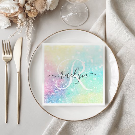Serviette En Papier Jolie Parties scintillant Holographique Iridescent