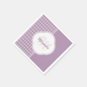 Serviette En Papier Jolie Pastel Purple Houndstooth Monogramme et nom (Coin)