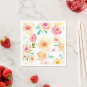 Serviette En Papier Jolie Peach rose jaune Aquarelle Florale (En situation)