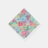 Serviette En Papier Jolie peinture rose à fleurs aquarelles design (Coin)
