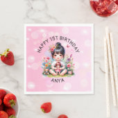 Serviette En Papier Jolie personnalisation asiatique fille et poupée a (En situation)