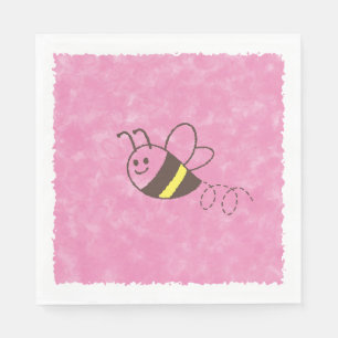 Serviette En Papier Jolie petite abeille volant rose aquarelle Baby Sh
