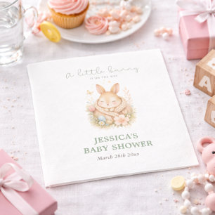 Serviette En Papier Jolie petite fête de bébé lapin neutre de printemp
