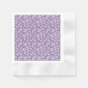 Serviette En Papier jolie petite fleur blanche violette avec fond bleu