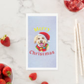 Serviette En Papier Jolie petite Père Noël Pup de Noël heureux (En situation)