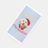 Serviette En Papier Jolie petite Père Noël Pup de Noël heureux (Coin)