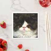 Serviette En Papier jolie photo noir blanc chaton chat ragdoll (En situation)