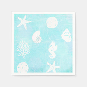 Serviette En Papier Jolie Plage Bord De Mer Coquillage À Thème