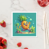 Serviette En Papier Jolie plage de fête d'ananas (En situation)