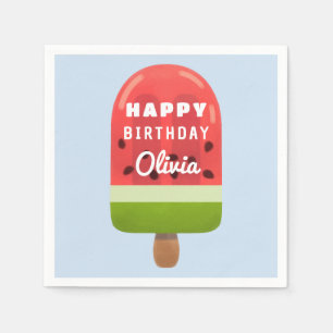 Serviette En Papier Jolie Popsicle Pastèque Joyeux Anniversaire