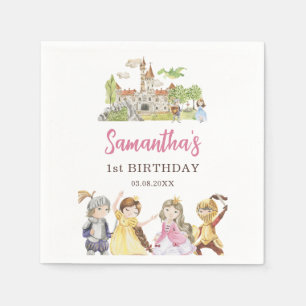 Serviette En Papier Jolie princesse et chevaliers Anniversaire