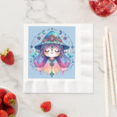 Serviette En Papier Jolie reine bohème avec Arrière - plan bleu | (En situation)