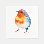 Serviette En Papier Jolie Robin de Noël Aquarelle (Devant)