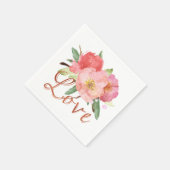 Serviette En Papier Jolie rose Fleurs de Jardin Aquarelle Aimer (Coin)