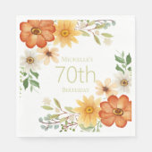 Serviette En Papier Jolie rouille jaune Fleurs blanches 70e anniversai (Devant)