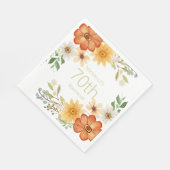 Serviette En Papier Jolie rouille jaune Fleurs blanches 70e anniversai (Coin)