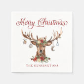 Serviette En Papier Jolie rustique décorations de rennes de Noël (Devant)