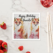 Serviette En Papier Jolie serviette décorative renard rouge pour fille (En situation)