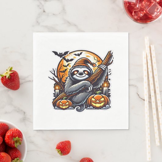 Serviette En Papier Jolie Soirée Sloth Halloween classique T-shirt (En situation)