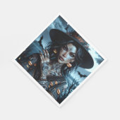 Serviette En Papier Jolie sorcière gothique avec fête d'Halloween de t (Coin)