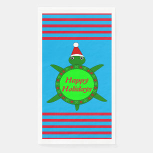 Serviette En Papier Jolie tortue de Noël avec coquille de fleurs perso