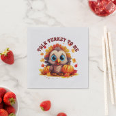 Serviette En Papier Jolie Turquie et feuillage d'automne (En situation)